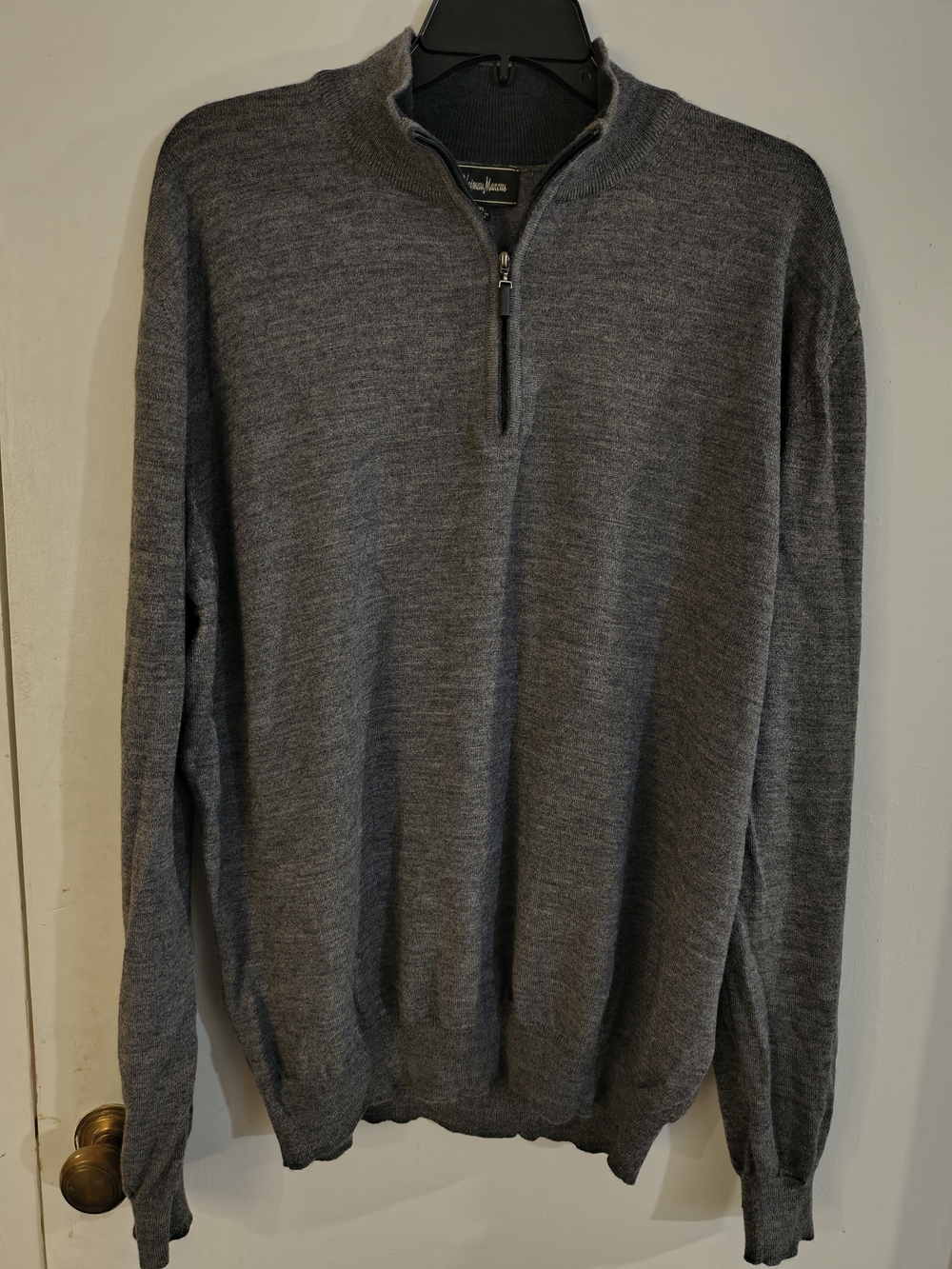 Neiman Marcus Men's Gray Half-Zip Sweater